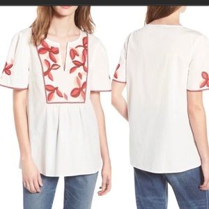 Madewell floral embroidered peasant blouse, S